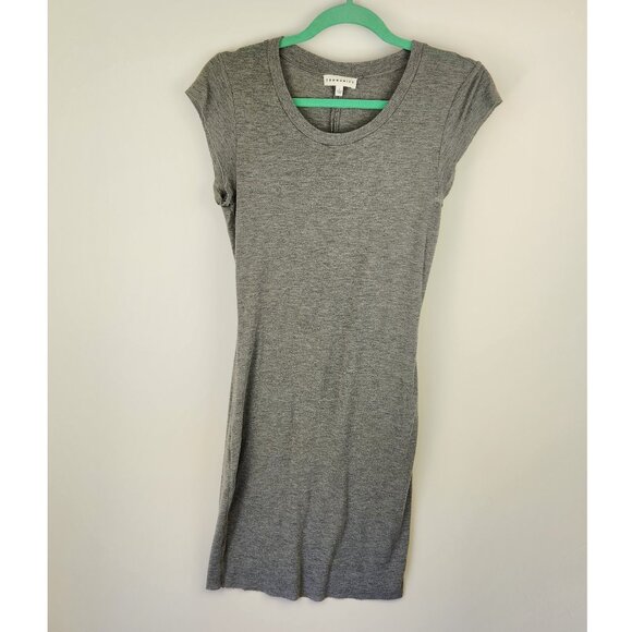 Aritzia Community Soft Stretch Jersey Knit Bodycon Midi Dress Raw Hems sz S - Picture 1 of 8